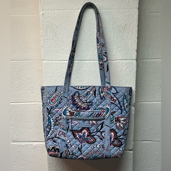 Vera Bradley Handbags - Vera Bradley Blue and Purple Quilted Tote Bag with Floral Design